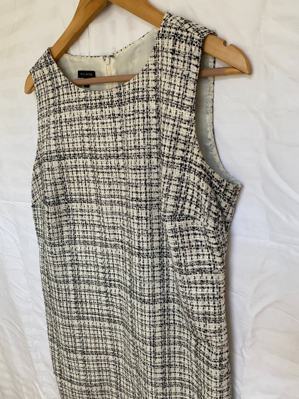 Talbots Dress Size 12 – White & Black Tweed Sheath Dress